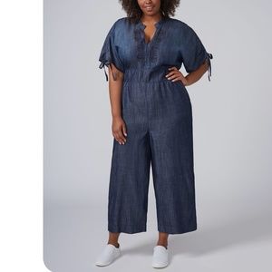 Melissa McCarthy Seven7 Embroidered Denim Jumpsuit 1X